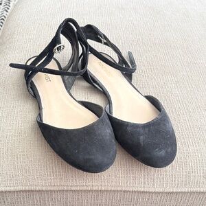 Nine West Black Flats with Ankle Strap
